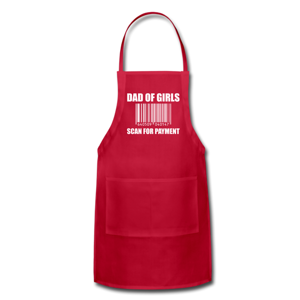 Dad of Girls Scan for Payment Adjustable Apron - red