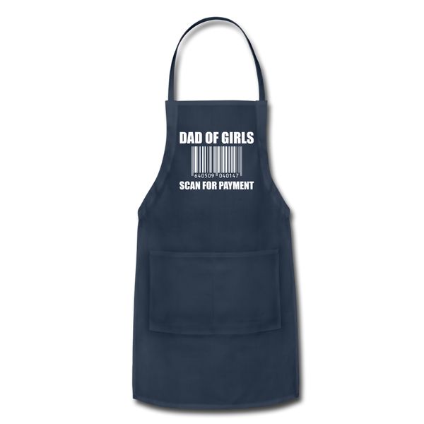 Dad of Girls Scan for Payment Adjustable Apron - navy