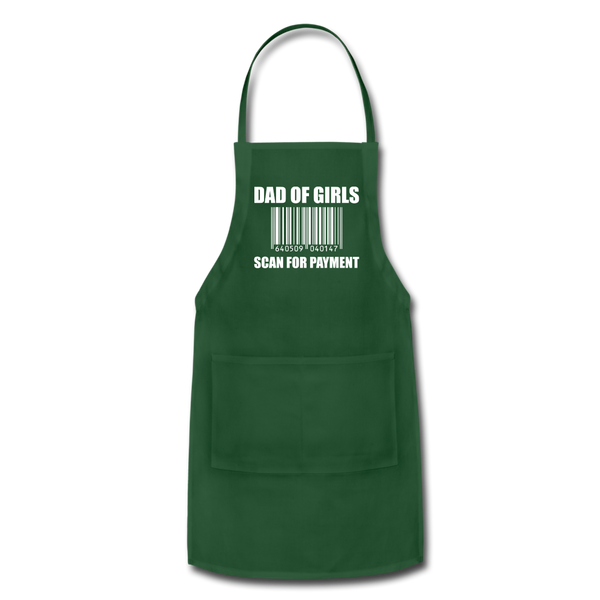 Dad of Girls Scan for Payment Adjustable Apron - forest green