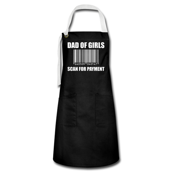 Dad of Girls Scan for Payment Artisan Apron - black/white