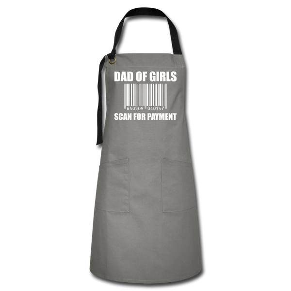Dad of Girls Scan for Payment Artisan Apron - gray/black
