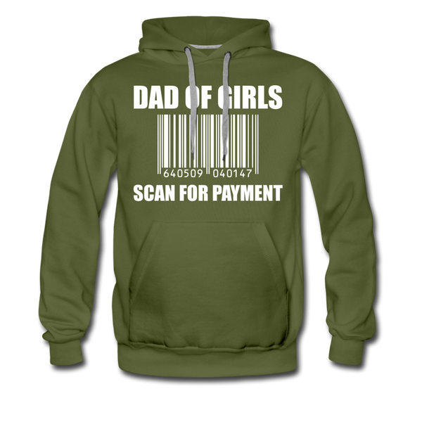 Dad of Girls Scan for Payment Men’s Premium Hoodie - olive green