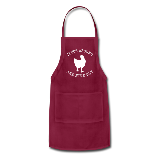 Cluck Around and Find Out Chicken Adjustable Apron - burgundy