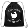 Cluck Around and Find Out Chicken Cotton Drawstring Bag - black