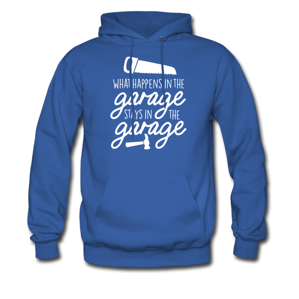 What Happens in the Garage Stays in the Garage Men's Hoodie - royal blue