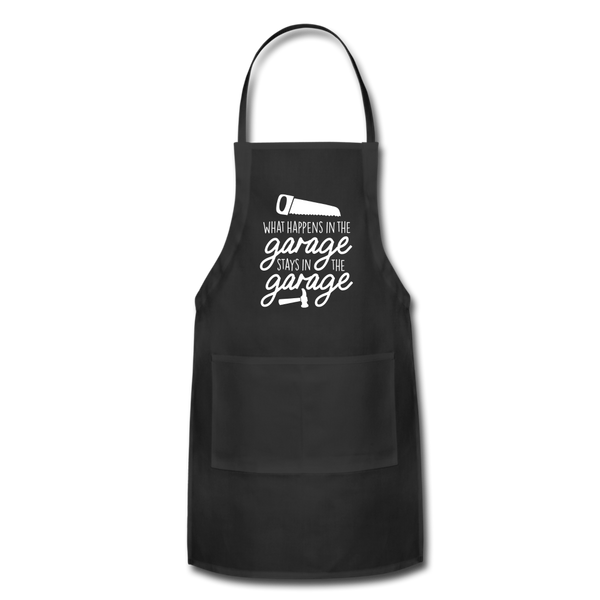 What Happens in the Garage Stays in the Garage Adjustable Apron - black