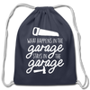 What Happens in the Garage Stays in the Garage Cotton Drawstring Bag - navy