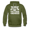 The Coolest Dads Have Tattoos and Beards Men’s Premium Hoodie - olive green
