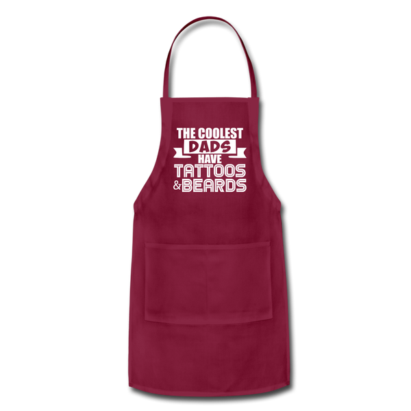 The Coolest Dads Have Tattoos and Beards Adjustable Apron - burgundy
