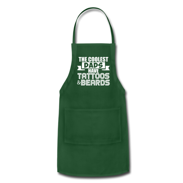 The Coolest Dads Have Tattoos and Beards Adjustable Apron - forest green