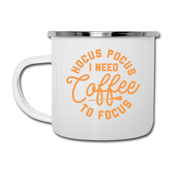 Hocus Pocus I Need Coffee to Focus Camper Mug - white