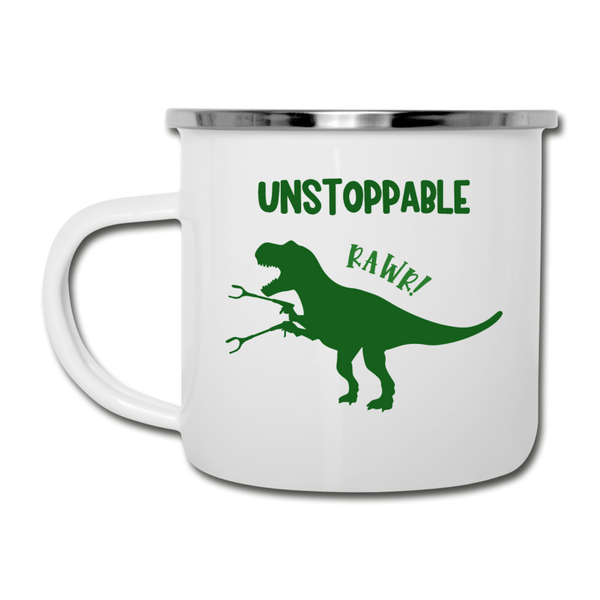 Unstoppable T-Rex Dinosaur Camper Mug - white