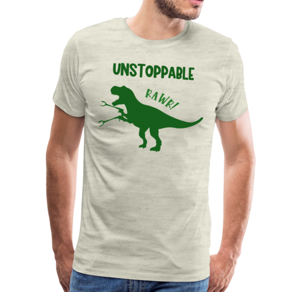 Unstoppable T-Rex Dinosaur Men's Premium T-Shirt - heather oatmeal