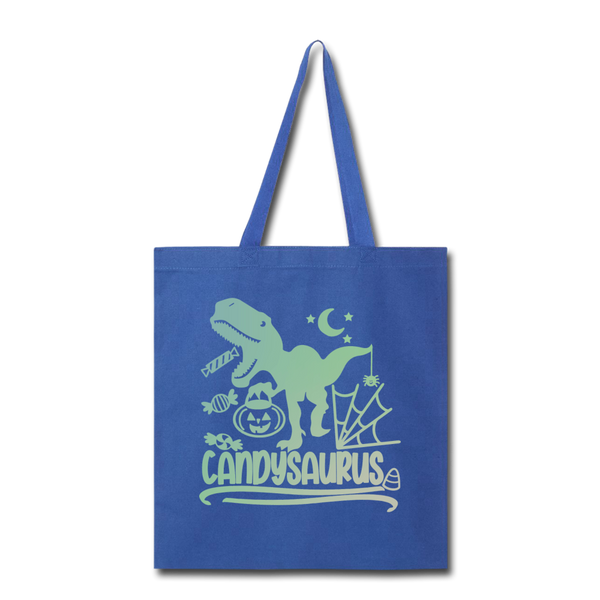 Candysaurus T-Rex Halloween Tote Bag - royal blue