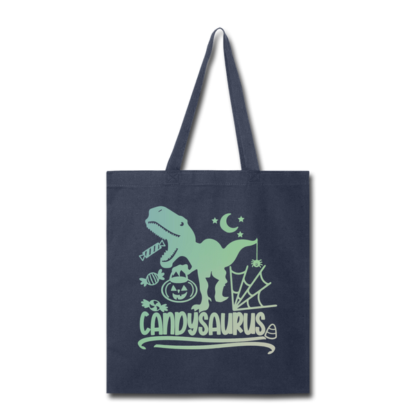 Candysaurus T-Rex Halloween Tote Bag - navy
