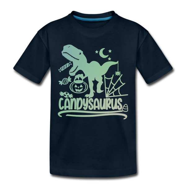 Candysaurus T-Rex Halloween Kids' Premium T-Shirt - deep navy