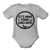 Let's Make Today Dino-Mite! Dinosaur Organic Short Sleeve Baby Bodysuit - heather gray