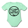 Let's Make Today Dino-Mite! Dinosaur Organic Short Sleeve Baby Bodysuit - light mint