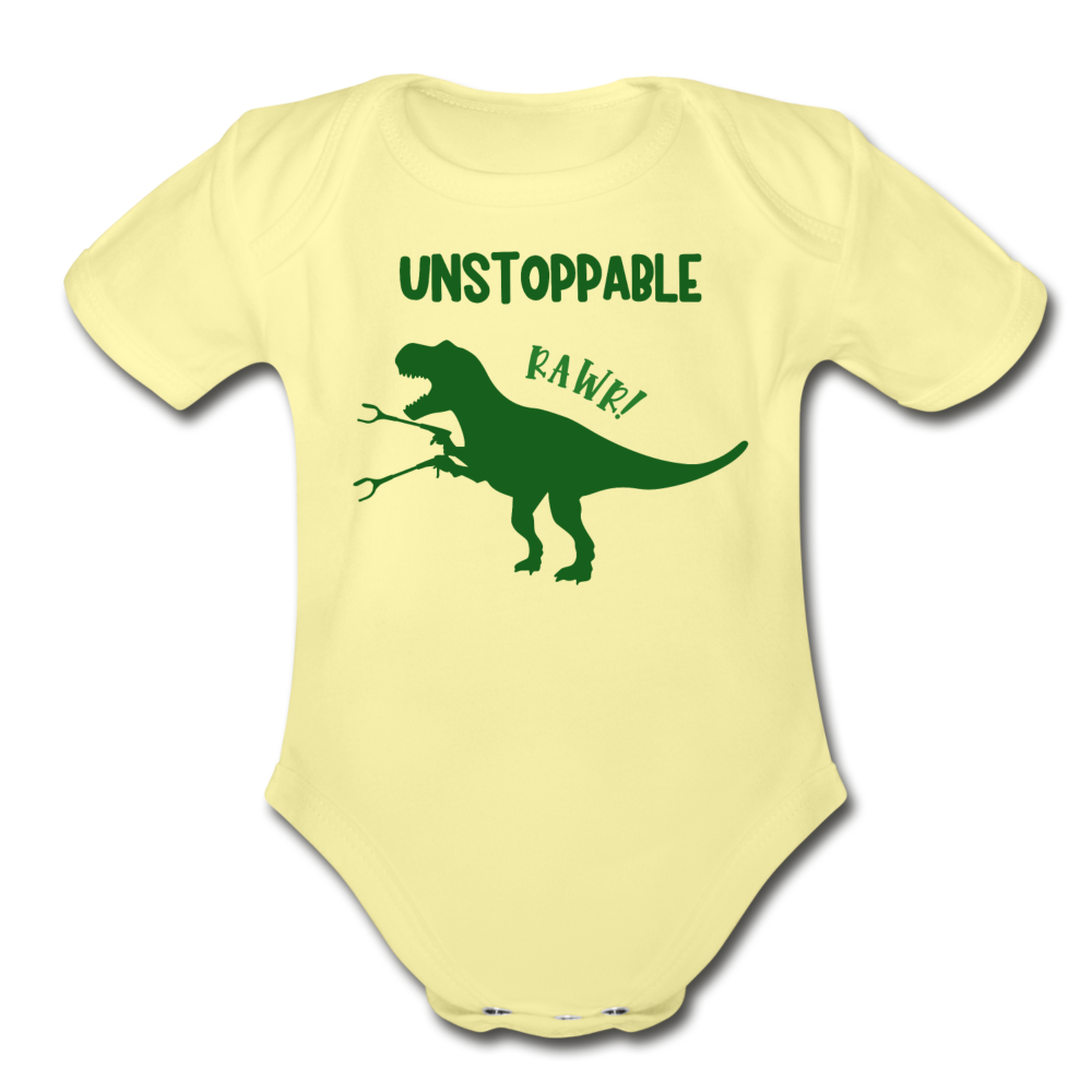 Unstoppable T-Rex Dinosaur Organic Short Sleeve Baby Bodysuit