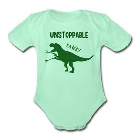Unstoppable T-Rex Dinosaur Organic Short Sleeve Baby Bodysuit
