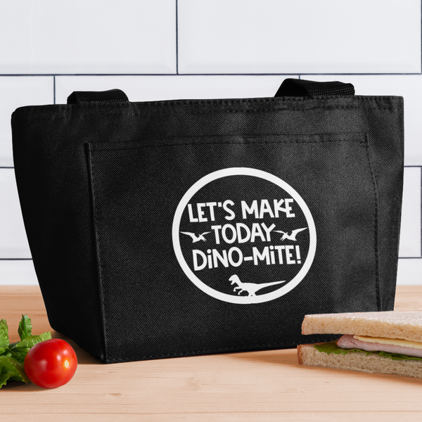 Let's Make Today Dino-Mite! Dinosaur Lunch Bag - black