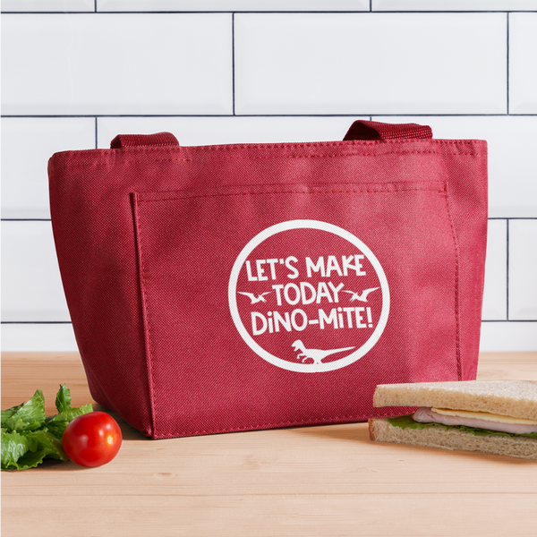 Let's Make Today Dino-Mite! Dinosaur Lunch Bag - red