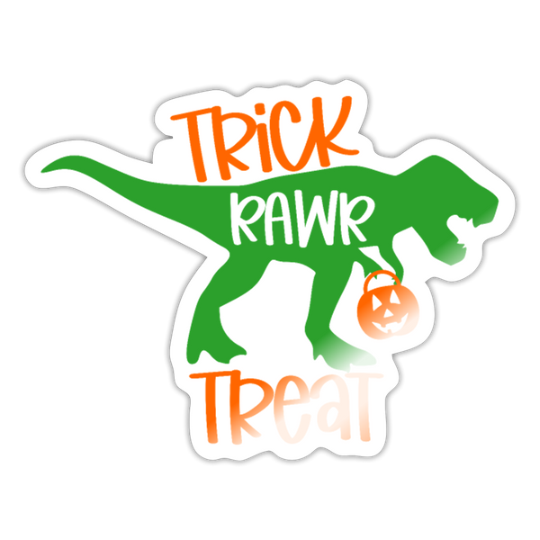 Trick Rawr Treat Dinosaur Halloween Sticker - white glossy