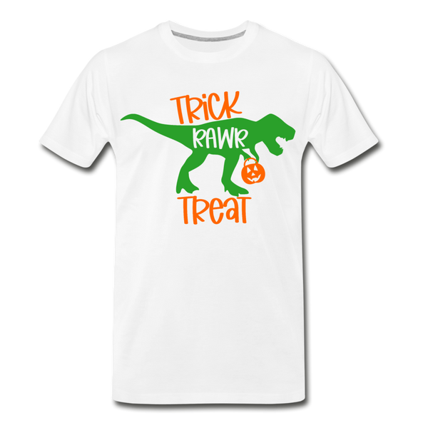 Trick Rawr Treat Dinosaur Halloween Men's Premium T-Shirt - white