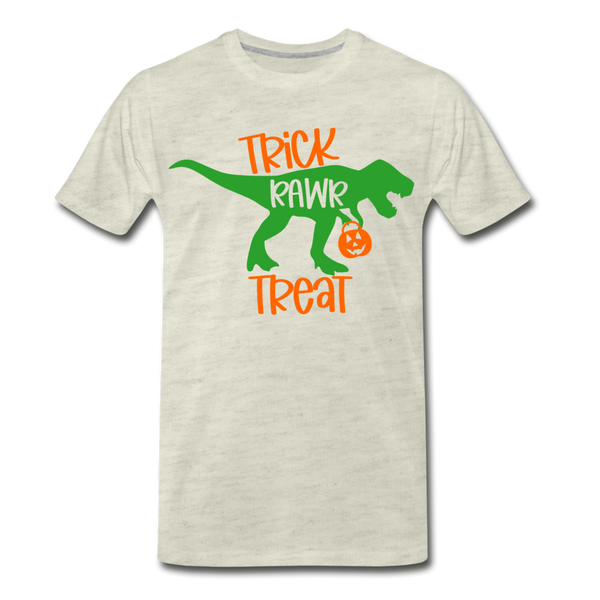 Trick Rawr Treat Dinosaur Halloween Men's Premium T-Shirt - heather oatmeal