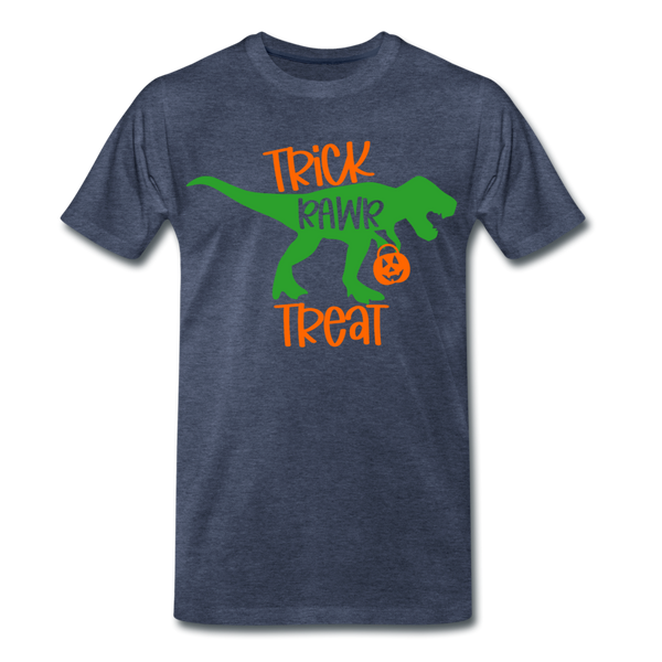 Trick Rawr Treat Dinosaur Halloween Men's Premium T-Shirt - heather blue