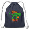 Trick Rawr Treat Dinosaur Halloween Cotton Drawstring Bag - navy