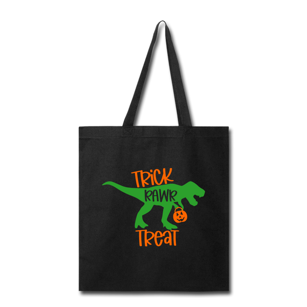 Trick Rawr Treat Dinosaur Halloween Tote Bag - black