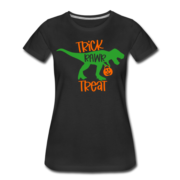 Trick Rawr Treat Dinosaur Halloween Women’s Premium T-Shirt - black