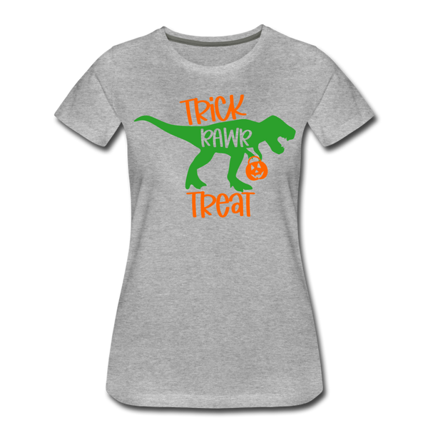 Trick Rawr Treat Dinosaur Halloween Women’s Premium T-Shirt - heather gray