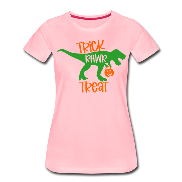Trick Rawr Treat Dinosaur Halloween Women’s Premium T-Shirt - pink