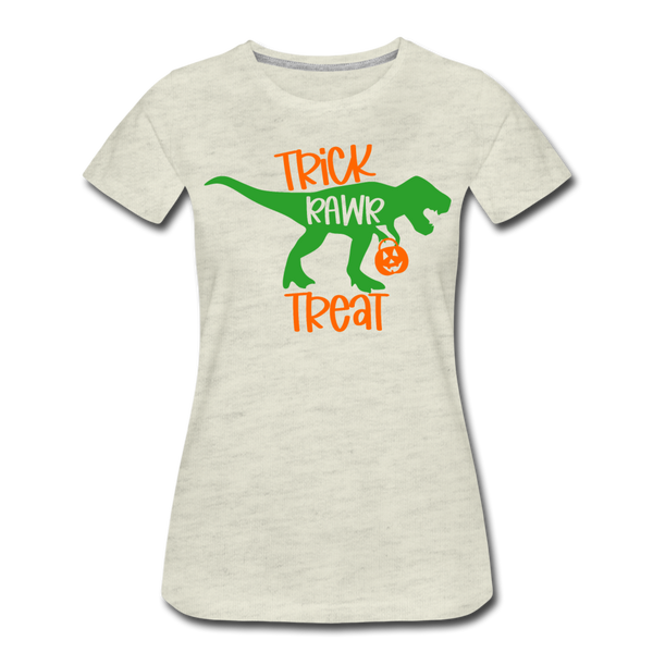 Trick Rawr Treat Dinosaur Halloween Women’s Premium T-Shirt - heather oatmeal