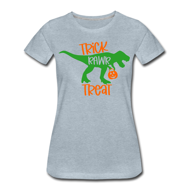 Trick Rawr Treat Dinosaur Halloween Women’s Premium T-Shirt - heather ice blue