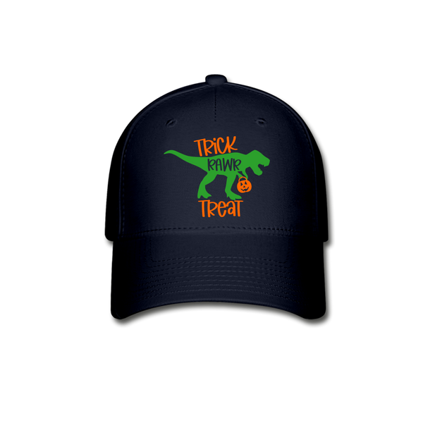 Trick Rawr Treat Dinosaur Halloween Baseball Cap - navy