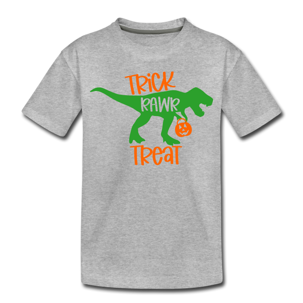 Trick Rawr Treat Dinosaur Halloween Toddler Premium T-Shirt - heather gray
