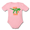 Trick Rawr Treat Dinosaur Halloween Organic Short Sleeve Baby Bodysuit - light pink