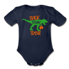Trick Rawr Treat Dinosaur Halloween Organic Short Sleeve Baby Bodysuit - dark navy