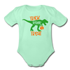 Trick Rawr Treat Dinosaur Halloween Organic Short Sleeve Baby Bodysuit - light mint