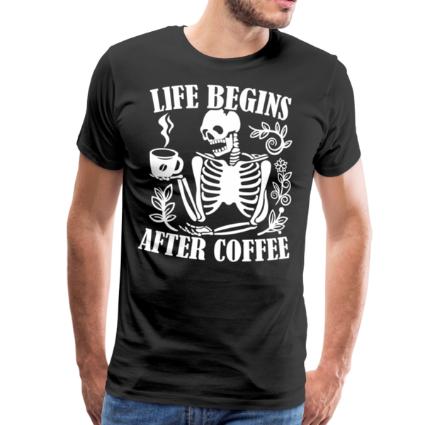 Life Begins after Coffee Men's Premium T-Shirt - black