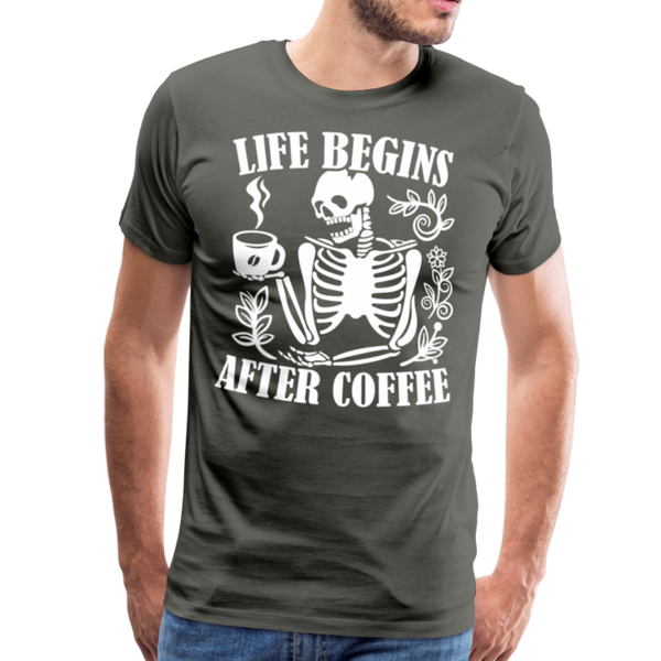 Life Begins after Coffee Men's Premium T-Shirt - asphalt gray