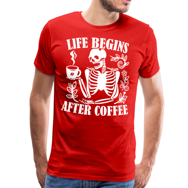 Life Begins after Coffee Men's Premium T-Shirt - red
