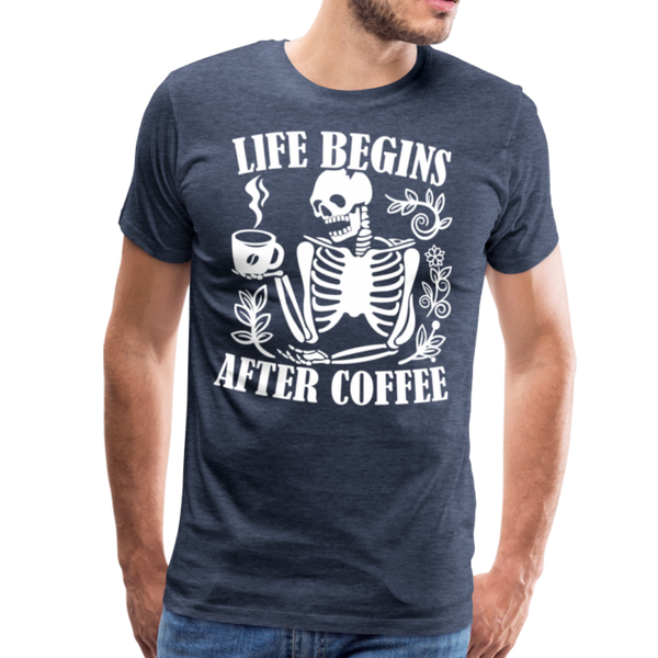 Life Begins after Coffee Men's Premium T-Shirt - heather blue