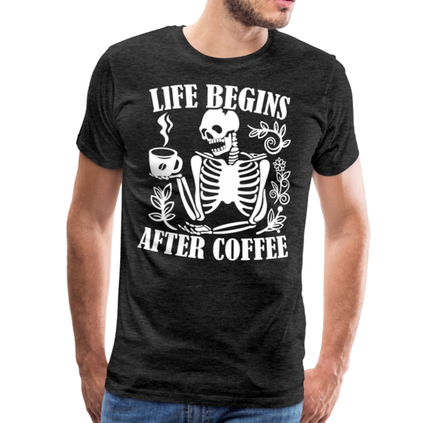 Life Begins after Coffee Men's Premium T-Shirt - charcoal gray