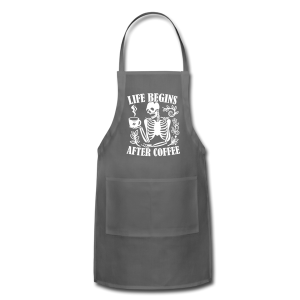Life Begins After Coffee Adjustable Apron - charcoal