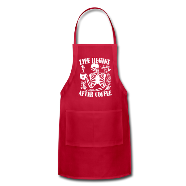Life Begins After Coffee Adjustable Apron - red