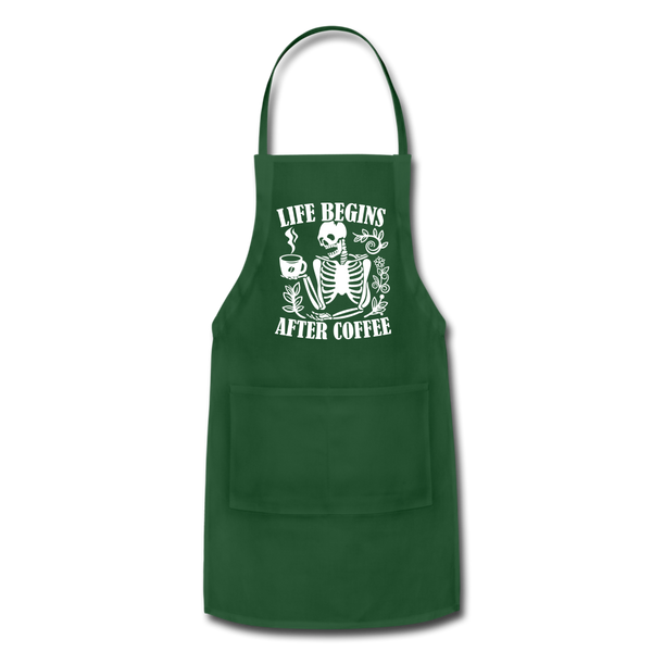 Life Begins After Coffee Adjustable Apron - forest green